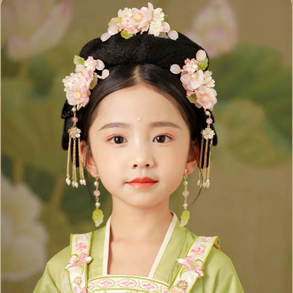 

Ancient Style Flower Chinese Style Hairpin Set Tassel Earring Hanfu Hair Stick Pearl Hair Comb Cheongsam