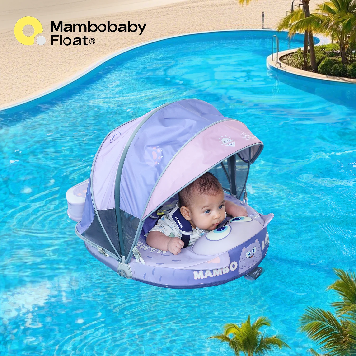 

Mambobaby Float Safe Solid Core with Canopy Comfort Skin-friendly Design Baby Swimming Ring Toddler Pool Float Infant Water Ring