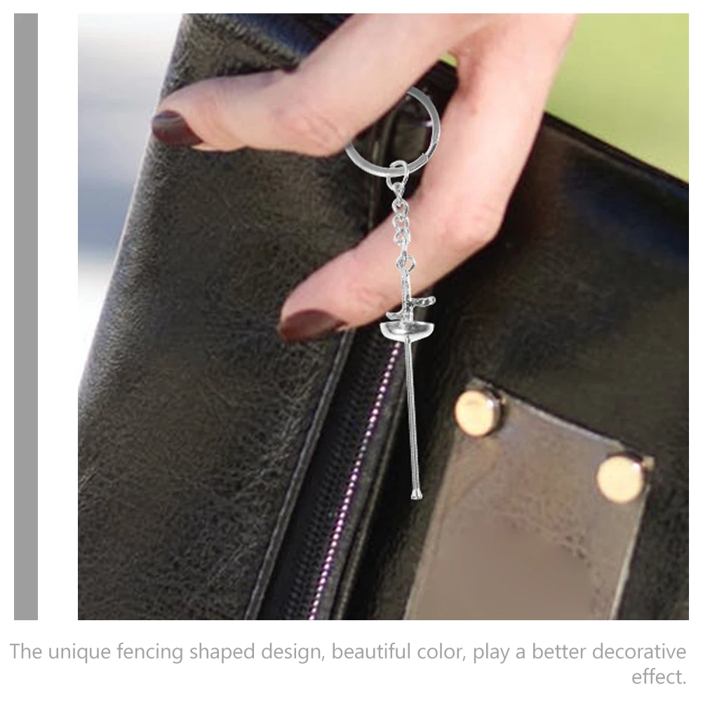 

2Pcs Decorative Fencing Keychain Metal Lightweight Wear-Resistant Bag Pendant Hanging Keys Accessory Fake Fencing