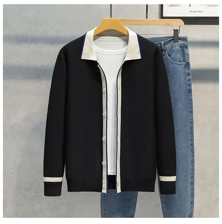

2023 Autumn Winter Cardigan Sweater Men Slim Warm Fashion Knitted Sweater Coat Men Korean Casual Long-sleeved Sweater Male C5