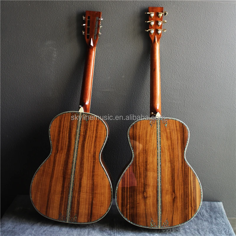 OOO، OM Style Deluxe Solid Koa Wood Acoustic Guitar، جيتار مصنوع يدويًا من الخشب الصلب،