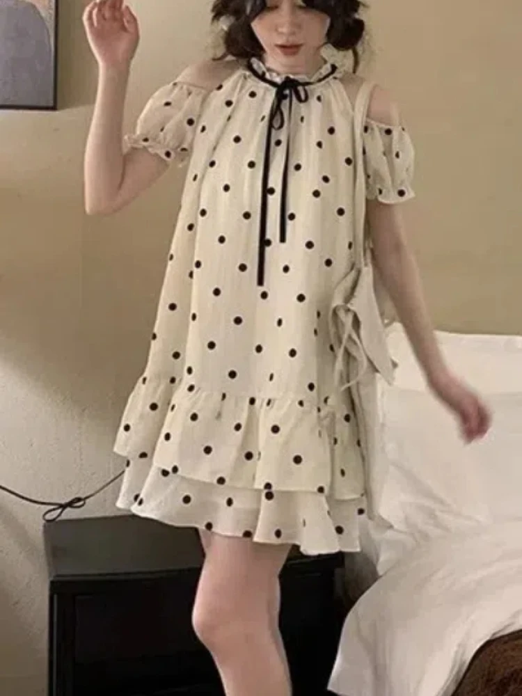 

Japanese Kawaii Mini Dress Women Casual Elegant Lolita Dress Female Outwear Beach Style Even Party Clothing Summer Chic Print