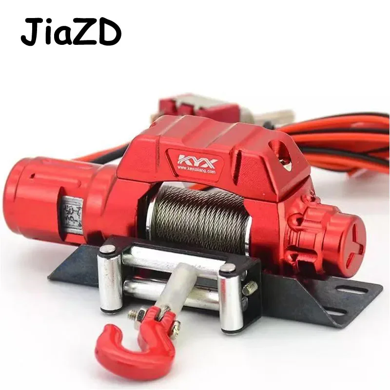 

KYX Aluminum Alloy Electric Self-rescue Winch Single/Double Motor Capstan Windlass Hook for RC 1/10 Climbing Car TRX-4 KM2 Parts