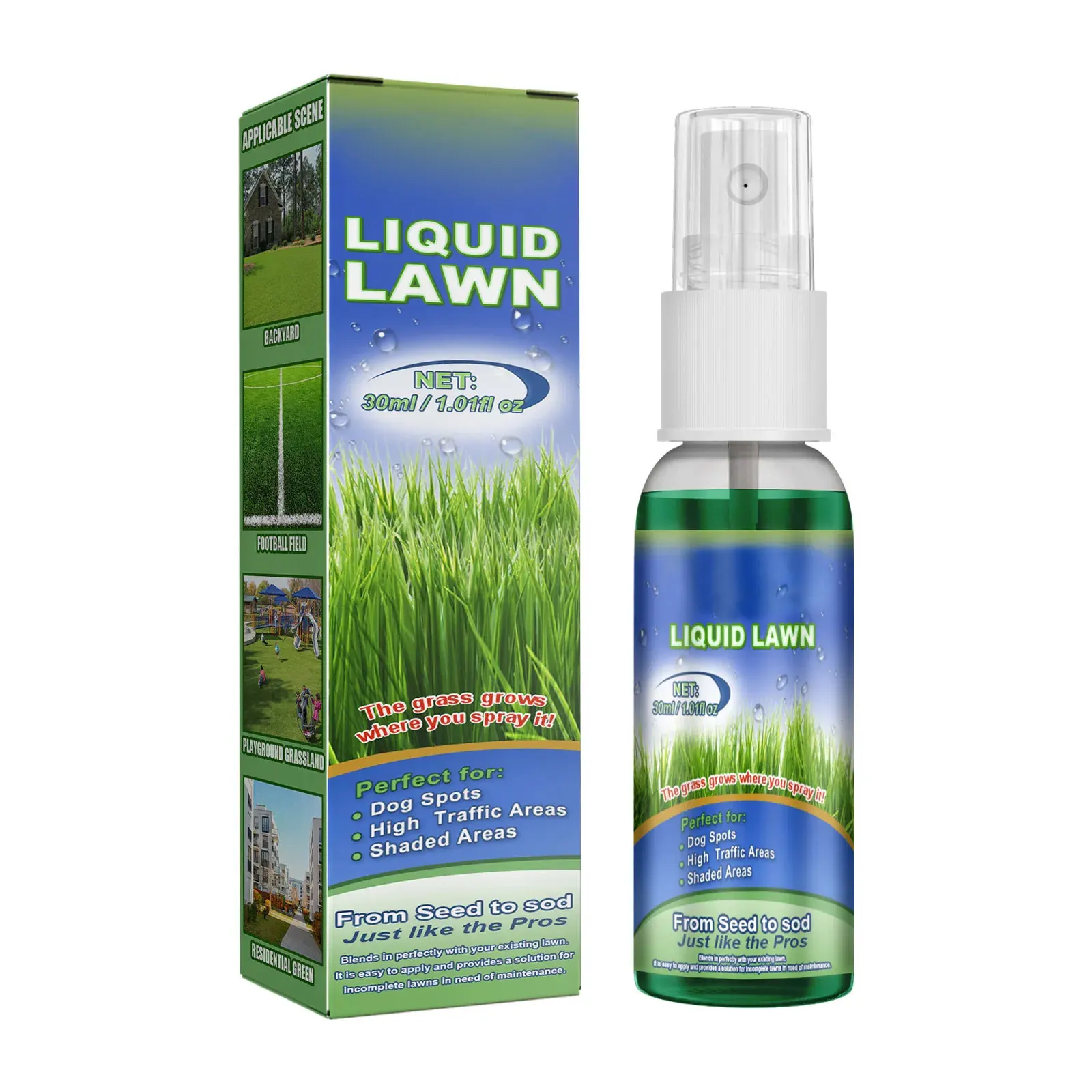 Green Grass Lawn Spray Household Seeding System Liquid for Garden Outdoor Football Ground Long Lasting Green Grass Liquid 30ml