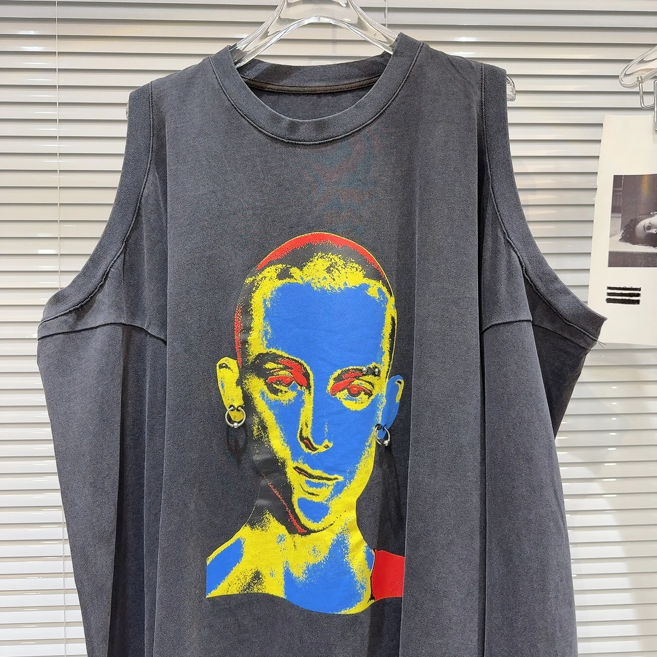 2025 ฤดูร้อนVINTAGEอเมริกันพิมพ์ปิดไหล่เสื้อแขนยาวผู้หญิงแฟชั่นอินเทรนด์