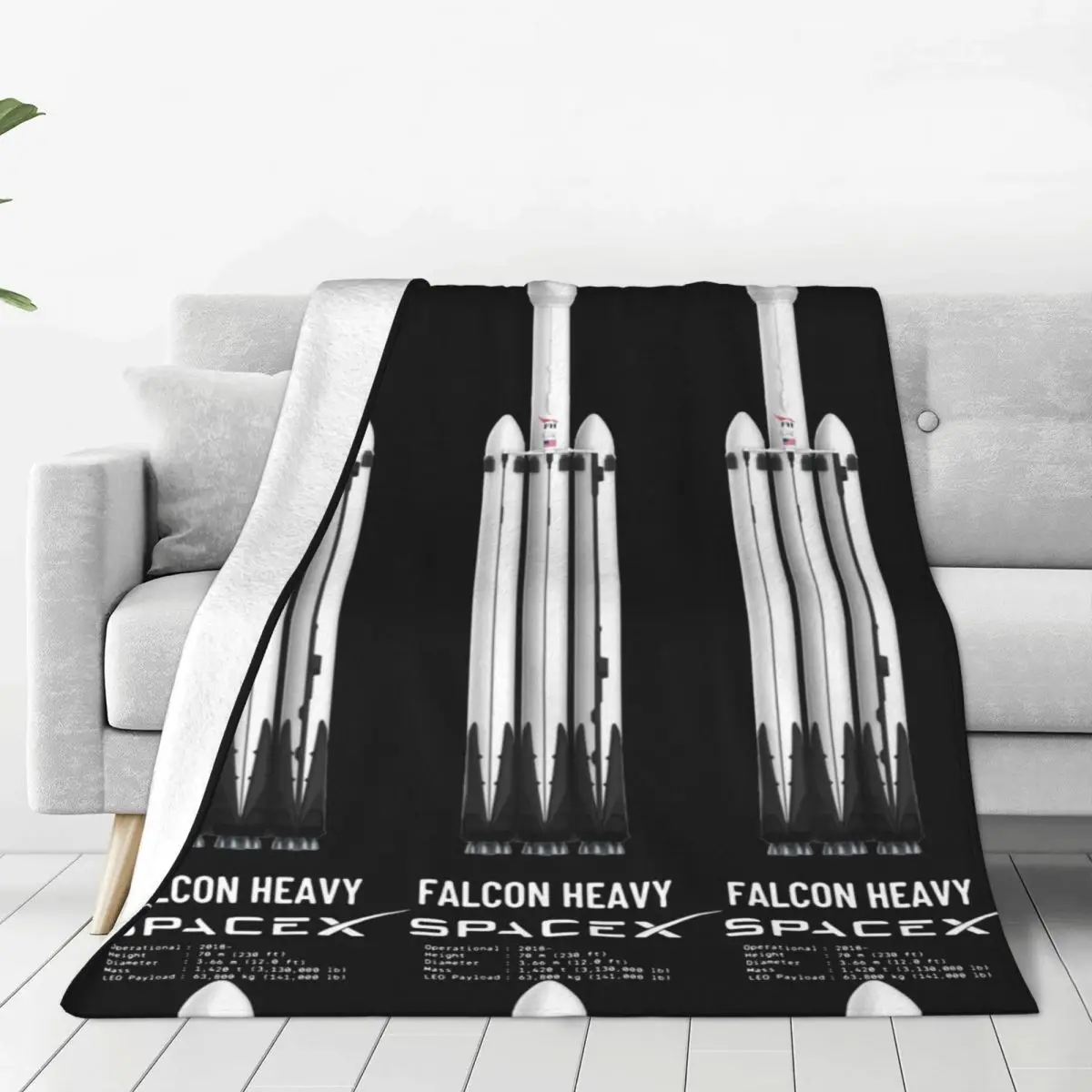 SpaceX Falcon Heavy Starship Flannel Throw Blankets Blanket for Home Car Super Warm Bedroom Quilt