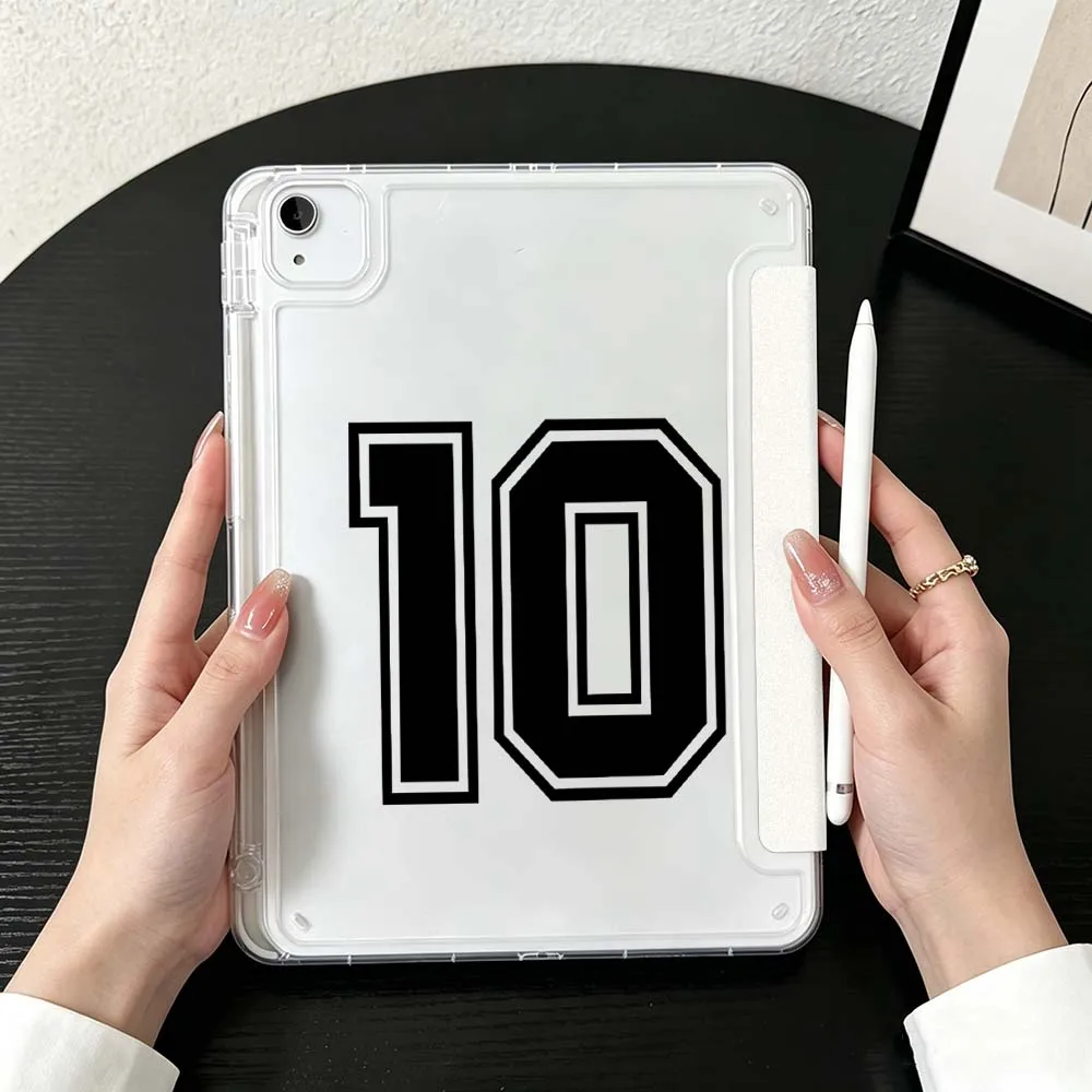 Number 10 7 9 Jersey For iPad Mini Pro Air 5 6 7 8 9 10th 11th 11 9.7 10.9 13 inch Transparent Y-Shaped Folding Tablet Case