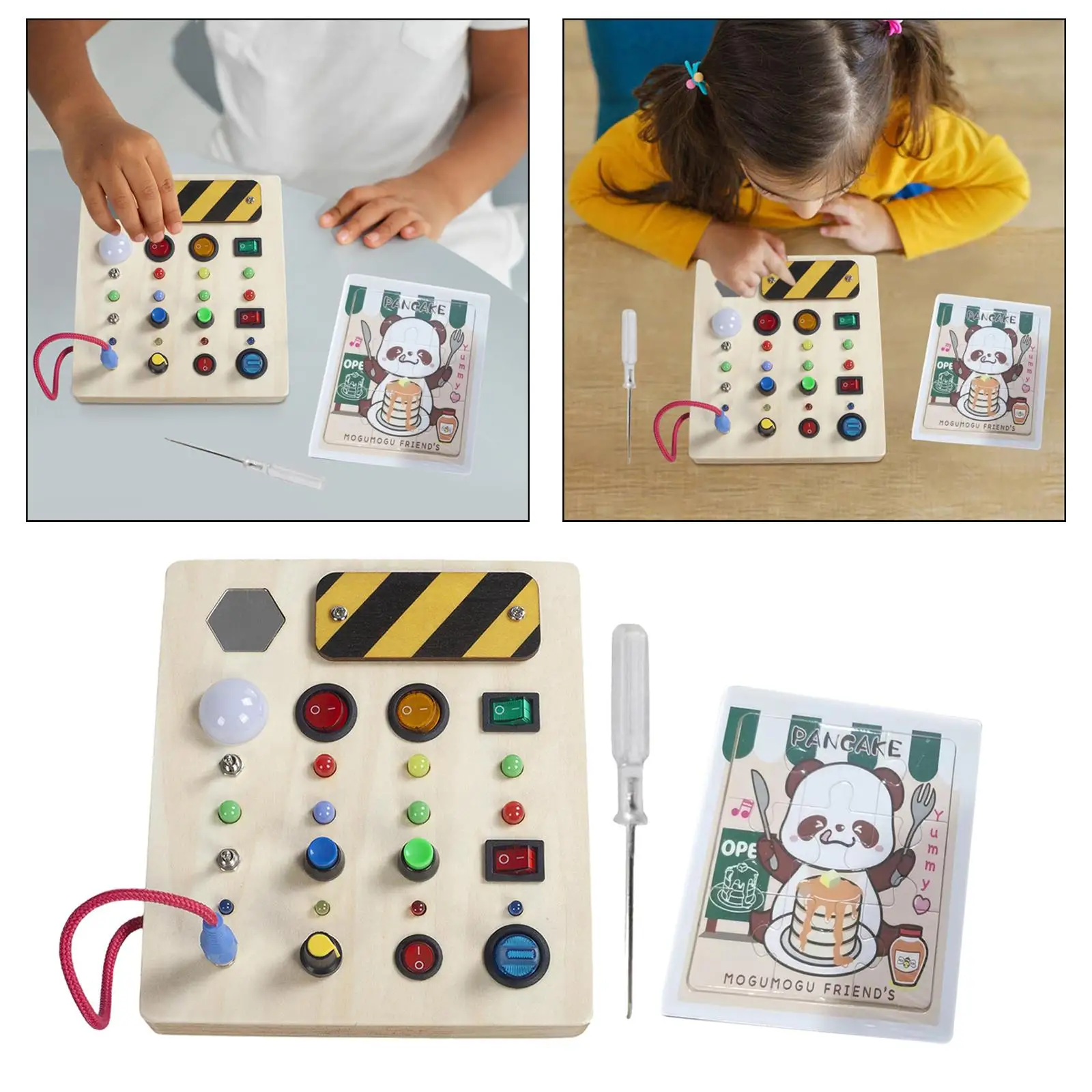 Colorful LEDs Montessori Busy Board LED Switch Toy Fine Motor Skill Learning