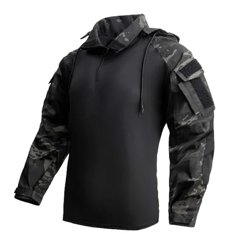 Imagen 1 del producto Camisa de combate, sudaderas con capucha, camisetas tácticas Airsoft para hombre, entrenamiento de Paintball, camisetas para acampar y senderismo, ropa de trabajo resistente al desgaste