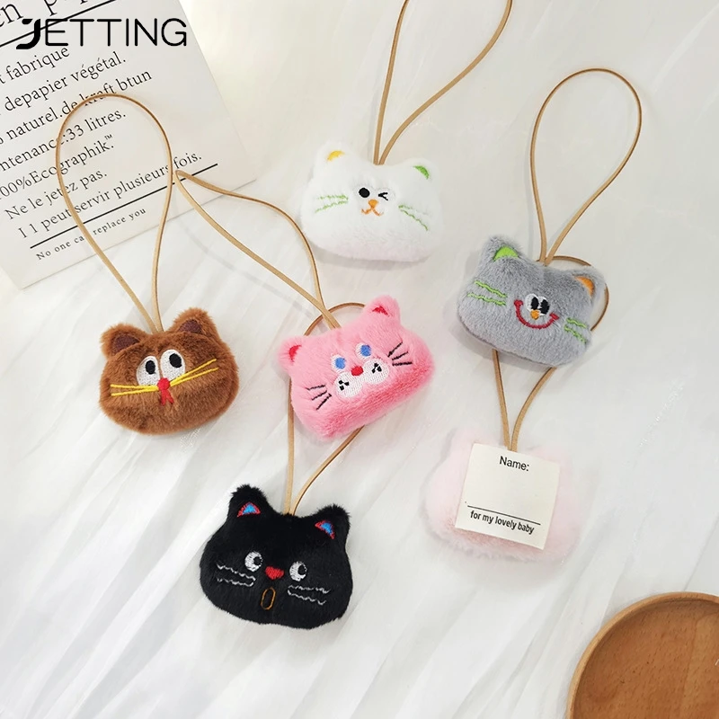 Kawaii Plush Cat Doll Keychain Kindergarten Student Backpack Name Tag Pendant School Bag Hanging Decoration Kid Gifts