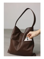 Imported Full grain Sheepskin Soft Tote Simple Design But Practical Women'Genuine Leather Luxury Bags Versatile Shoulder Bag