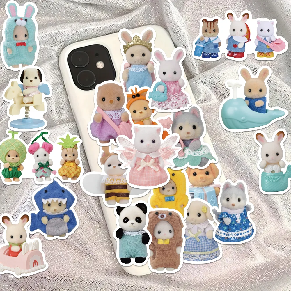 55pcs Calico Critters Stickers Laptop Scrapbook Decoration Graffiti Decals Skateboard Laptop Waterproof Sticker