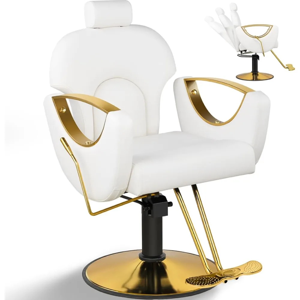 

Salon Chair for Hair Stylist, Reclining Hair Salon Chair for Home, Barber Styling Chairs with Heavy Duty Hydraulic Pump, 360 ° S