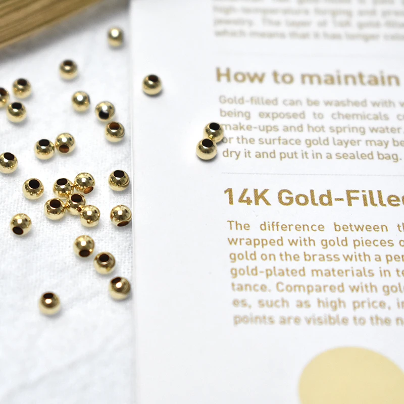 Echte 14K Goldfilled Runde Nahtlose Perlen Goldperlen für Schmuckherstellung Handgemachtes DIY-Zubehör Gold-Schmuckkomponenten Saatperlen – Detail 16
