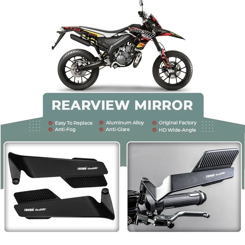 Espejo retrovisor de motocicleta mejorado Original, ala de viento fija para DERBI DERBI VARIANT SPORT R, accesorios con logotipo personalizado
