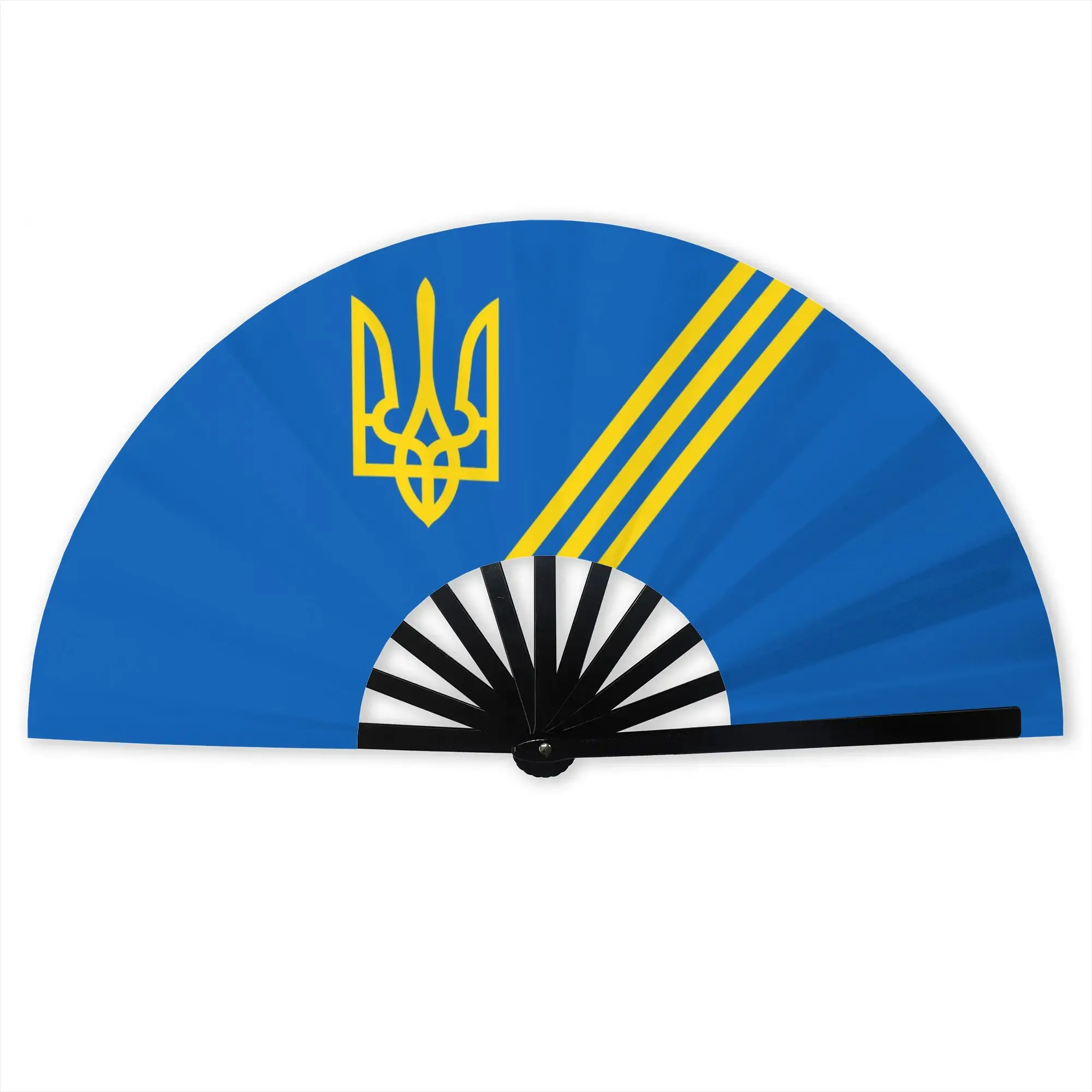 Flag Of Ukraine Traditional Folding Fan Chinese Ukrainian Heart High-Quality Polyester Fans Gift  Exquisite Decorative Hand Fan