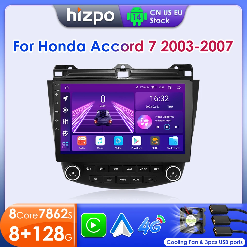 Image of Hzipo AI Stimme 10,1 "Radio Für Honda ACCORD 7 2003 2004 2005 2006 2007 2din Android Auto Carplay 4G Auto Multimedia GPS Autoradio