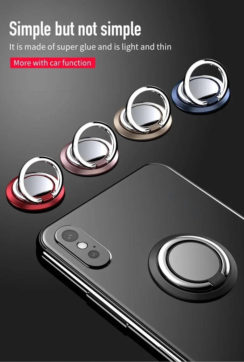 Fingerringhalter, Ständer, Griff, 360° drehbar, für Handy, Auto, magnetische Halterung, Telefon-Rückseite, Aufkleber-Pad, universelle Halterung – Detail 2