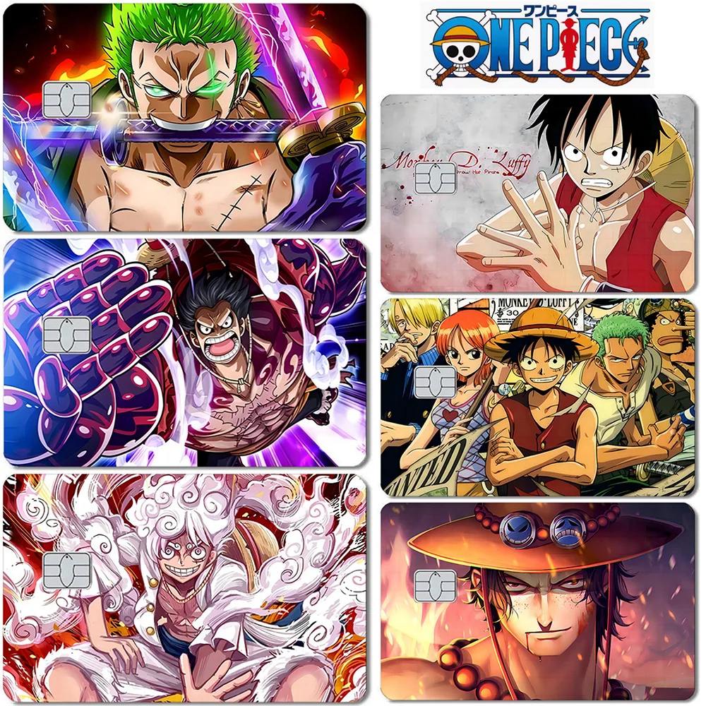 

One Piece PVC HD Matte Frosted Film Stickers Anime Luffy Zoro Poker Sticker For Credit Card Waterproof Decor Decals Small Chip