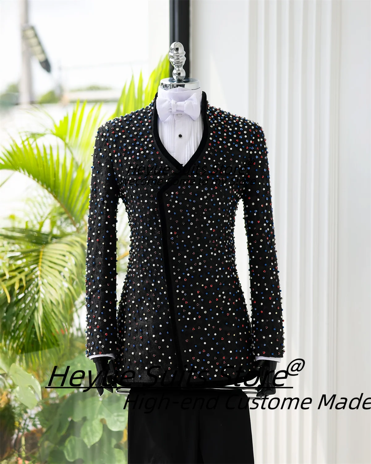 Splendidi diamanti Prom Abiti da uomo Personalizzati Slim Fit Smoking da sposo da sposa 2 pezzi Set da uomo Prom Party Blazer Formale Ropa Hombre