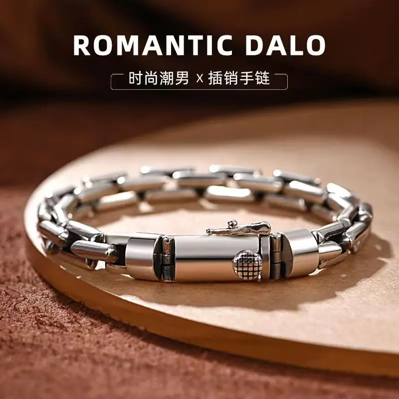 

New 925 Silver Bamboo Bracelet Men's Trendy Casual Korean Version Personality Fashion Jewelry Gift For Male And Female Couples