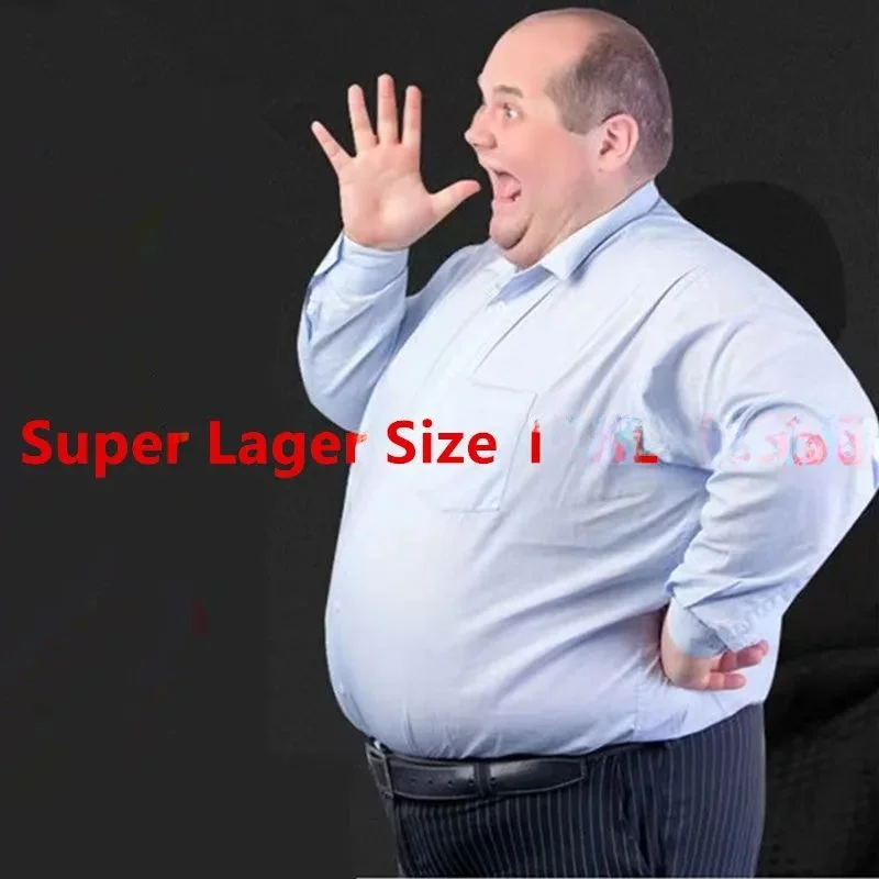 plus Size 7XL 8XL 9XL 10XL 11XL Men's Casual Dress Shirt Thickened Fleece Nine Points Sleeve  Collar Autumn Fashion Men's...