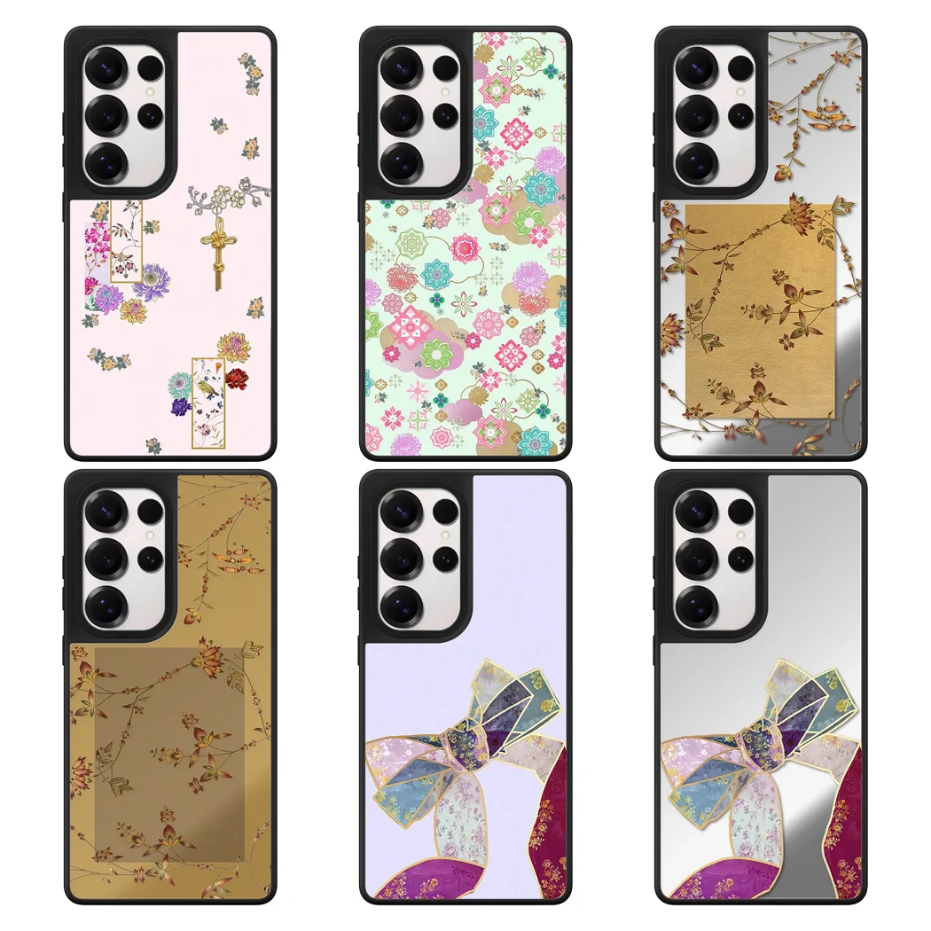 

Multicolor Bowknot Flower Pattern Mirror Surface Case for Samsung Galaxy S26 S25 S24 S23 Ultra S26U S26 Plus Protective Case