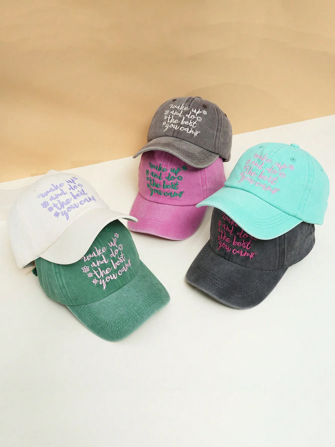 1 unisex all season wearing pure cotton washed Retro wake up and do the best you own fashionable baseball cap