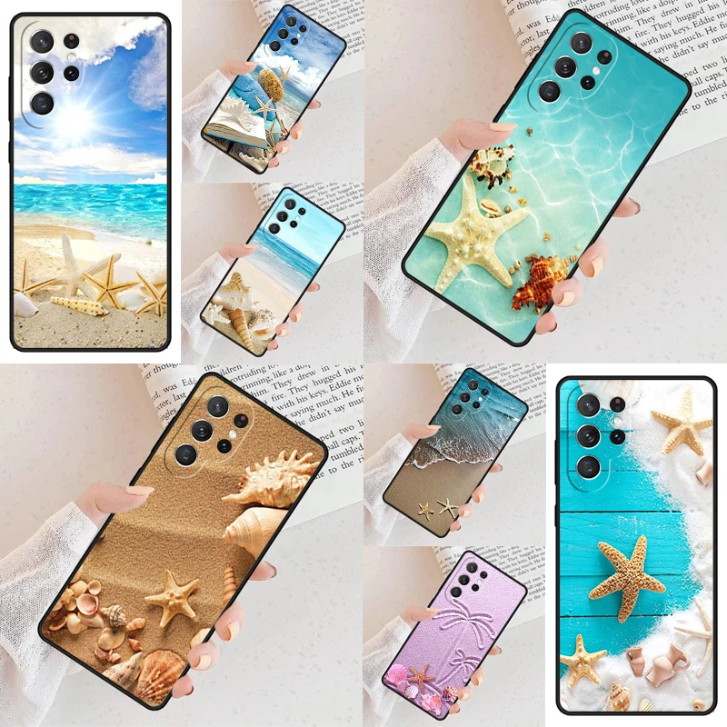 Seashells Sea Star Phone Case For Samsung Galaxy S24 S23 S22 S21 Ultra S10 Note 10 Pro S20 Plus FE S9 S8 Cover