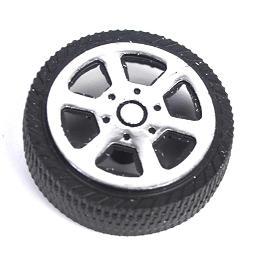 10Pcs Plastic Wheel Rims & Tire Tyres, Build Parts for Model Car Toys, Science Project Robot Making (30mm x 1.9mm shaft)