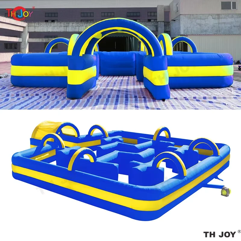 Fast Air Shipping 10x10m Red And Blue Large Outdoor inflatable Laser Water Tag Maze Game Square Obstacle Course Commercial