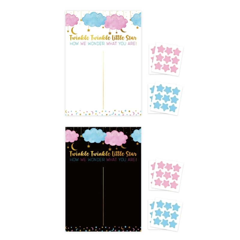 Gender Reveal Game for Baby Shower with Cloud Poster Girl or Boy Voting Stickers