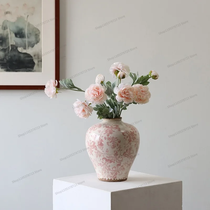 For Blue and White Porcelain Fired Cracked Pattern Ceramic Vase Living Room Entrance Decoration Hotel Sample