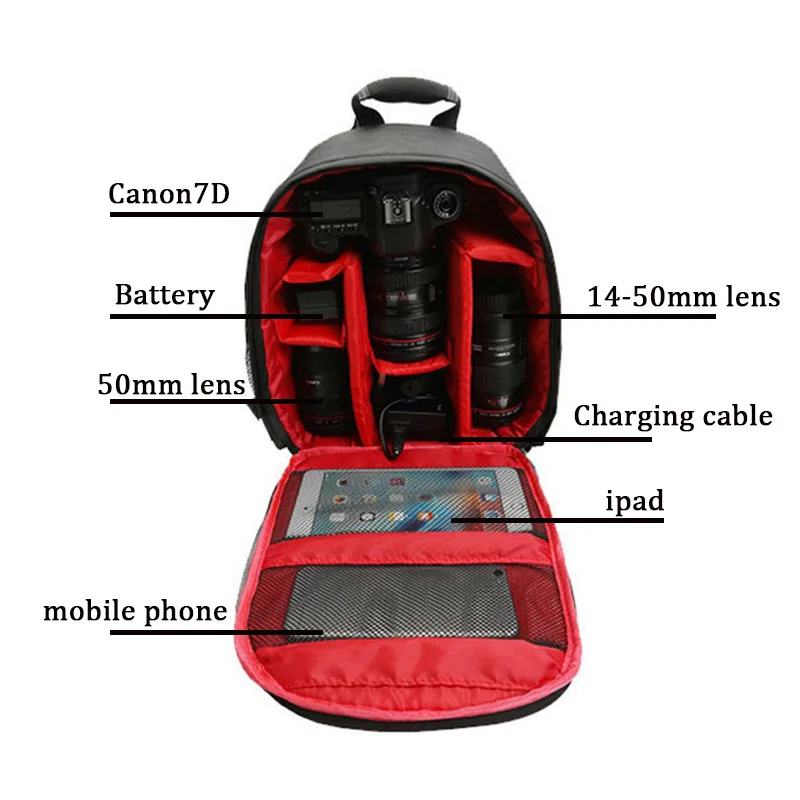 JINNUOLANG Waterproof Camera Backpack Photo Digital Bags For Canon Nikon Sony Xiaomi iPad DSLR Portable Travel Tripod Lens Bag