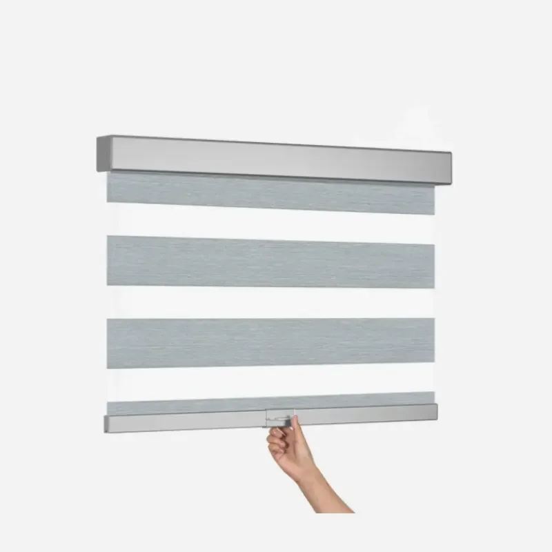 Custom Easy to Install Manual Cordless Light Grey Doul-layer Blackout Zebra Blinds for Window