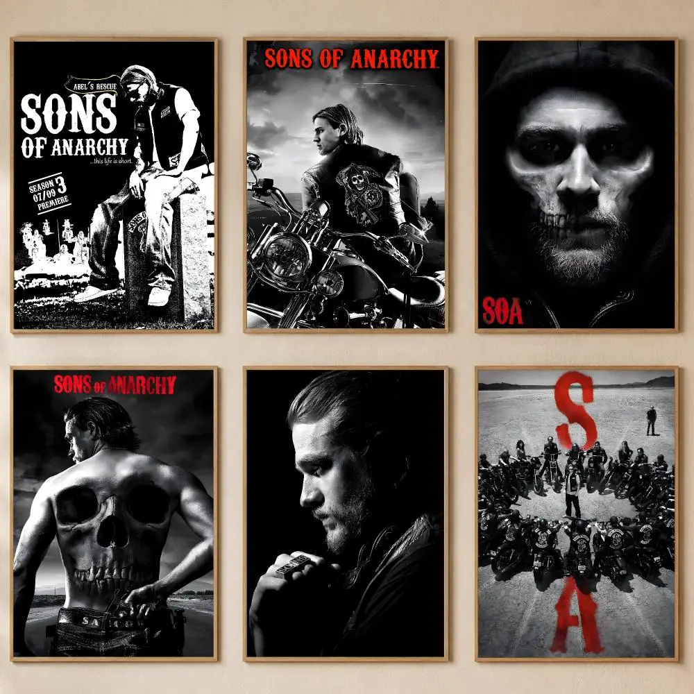Crime Series Sons of Anarchy Poster PP Self-Adhesive Bedroom Gaming Cafe/Bar Vintage Aesthetic Decor Ideal Gift