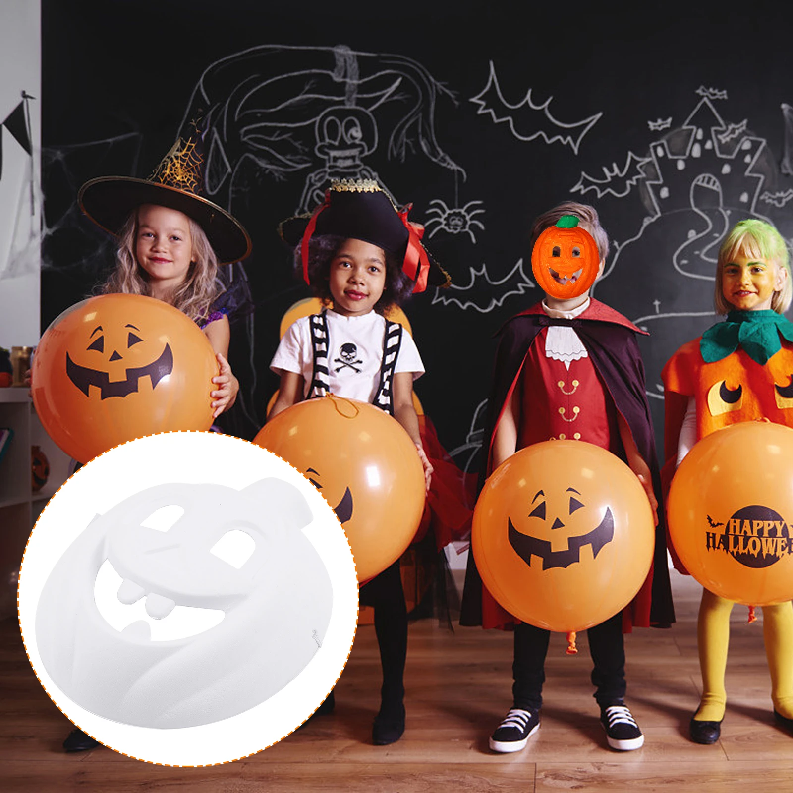 

4pcs Blank Halloween Pumpkin Masks Kids Painting Craft For Party Carnival Decoration Handmade Creative Educational Game