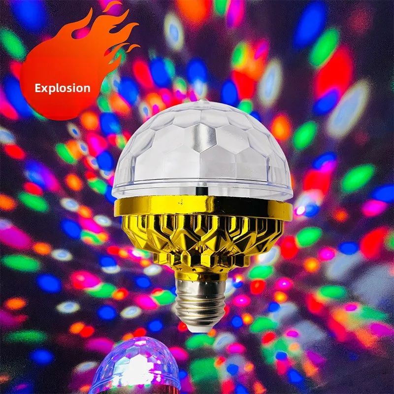 Golden LED Colorful Magic Ball Stage Light Bulb Projection Fu Character Projector Rotating Indoor Symphony