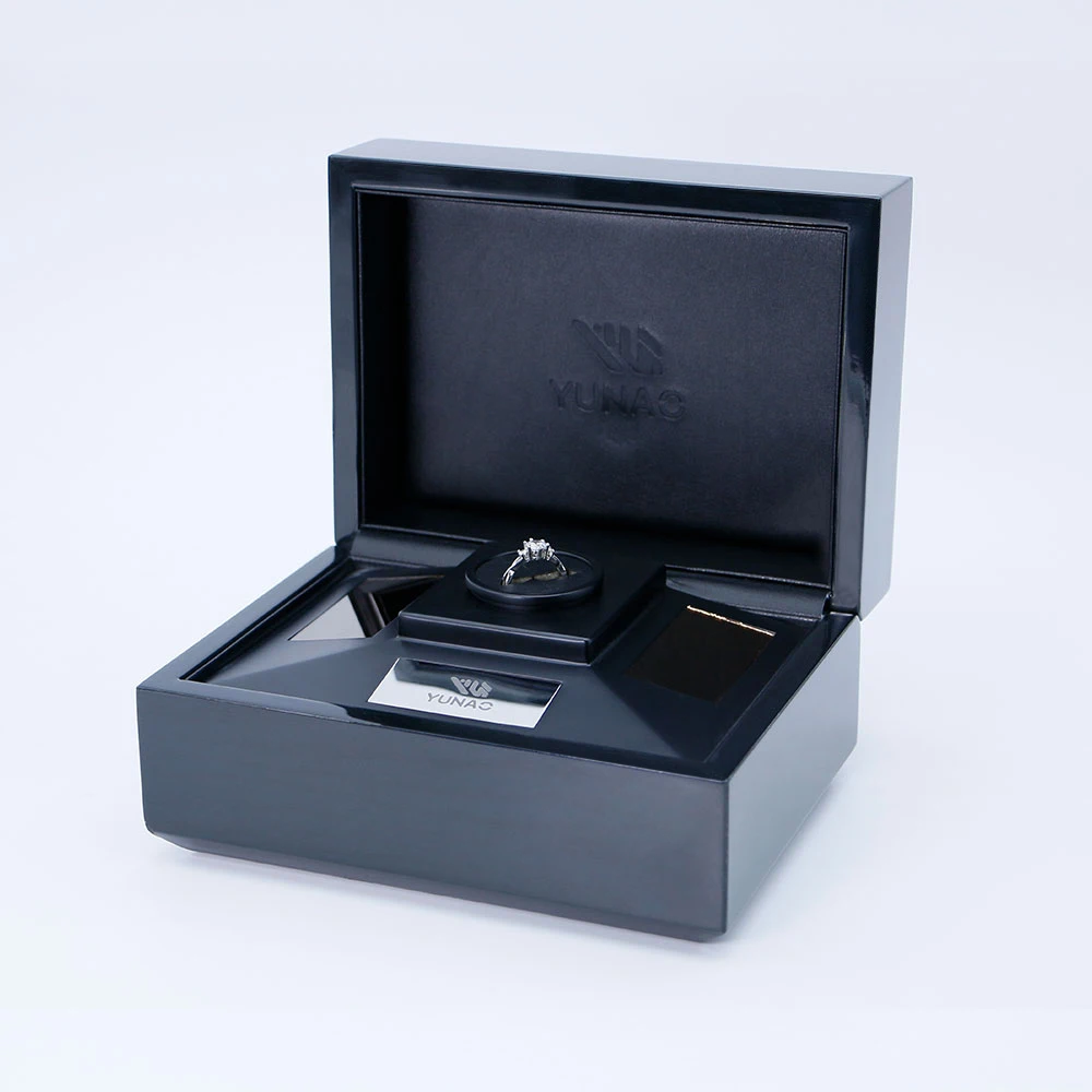 

Factory Luxury Wooden Jewelry Package Box Customized High-end Ring Display Box with Rotation System