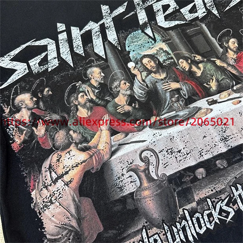 2024ss Saint Tears T shirt Men Women High Quality Jesus Print Tops Tee T-shirt