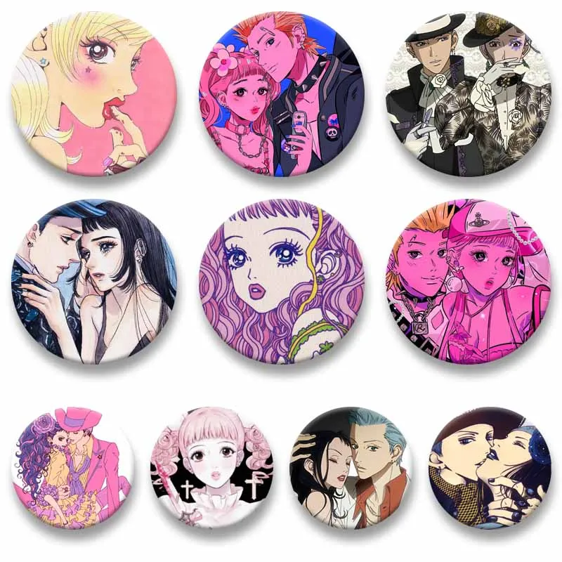 P-Paradise K-Kiss Round Brooch Anime Figure Miwako Sakurada Jōji Koizumi Lapel Pins Round Cartoon Badge Bag Clothes Accessories
