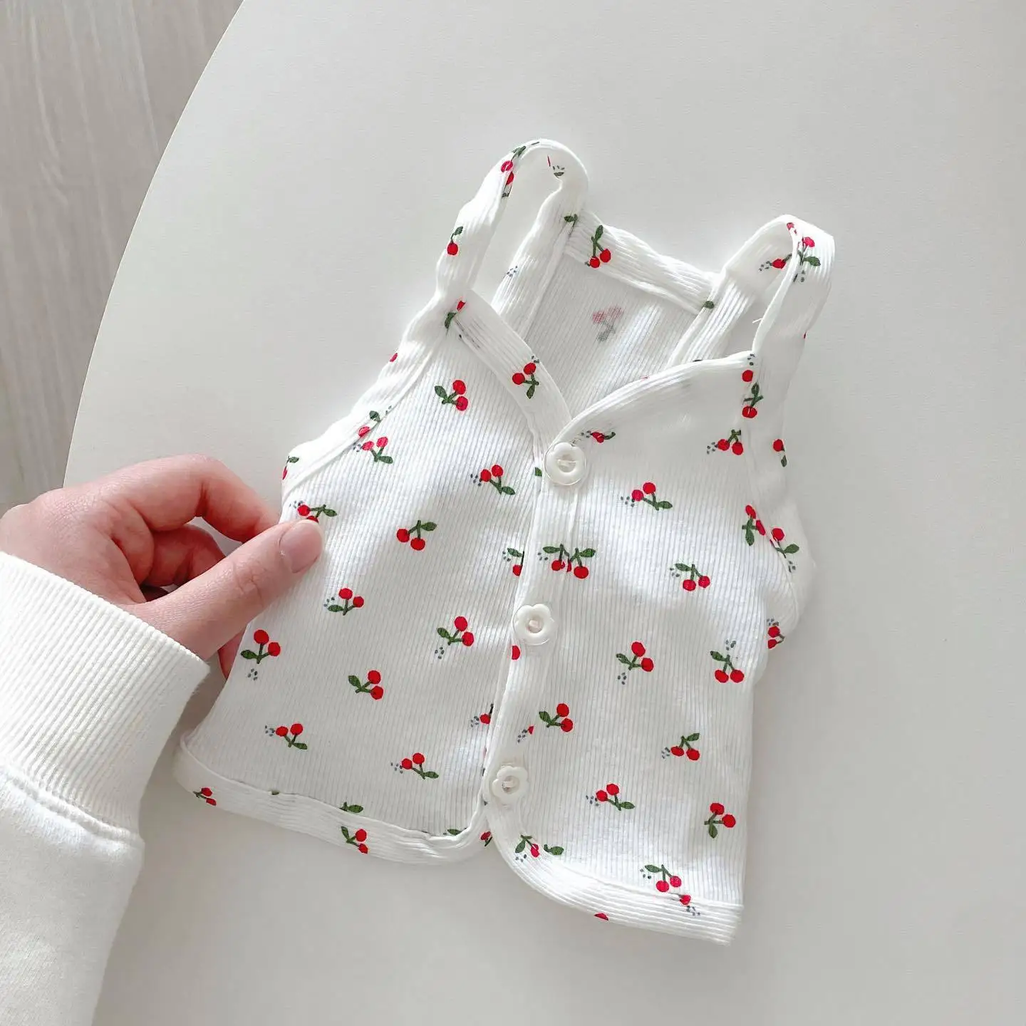 Spring and Summer Fresh Cherry Strap Cute Buckle Strap Teddy Bears Dog Small Puppy Two Legged Clothes Cat Tank Top Pet Clothes