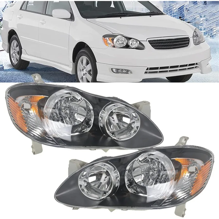 

Черные фары, замена передних фар для Toyota Corolla 20032008, пара фар проектора, левая и правая сторона с En