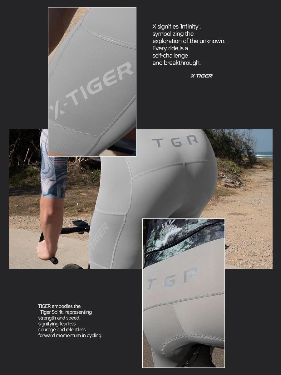 X-TIGER Herren-Radhose mit Trägern, Pro-Sommer-Modell, 200-Dichte-Chamois, hochwertige MTB- und Rennrad-Hose mit Trägern und Taschen – Detail 9