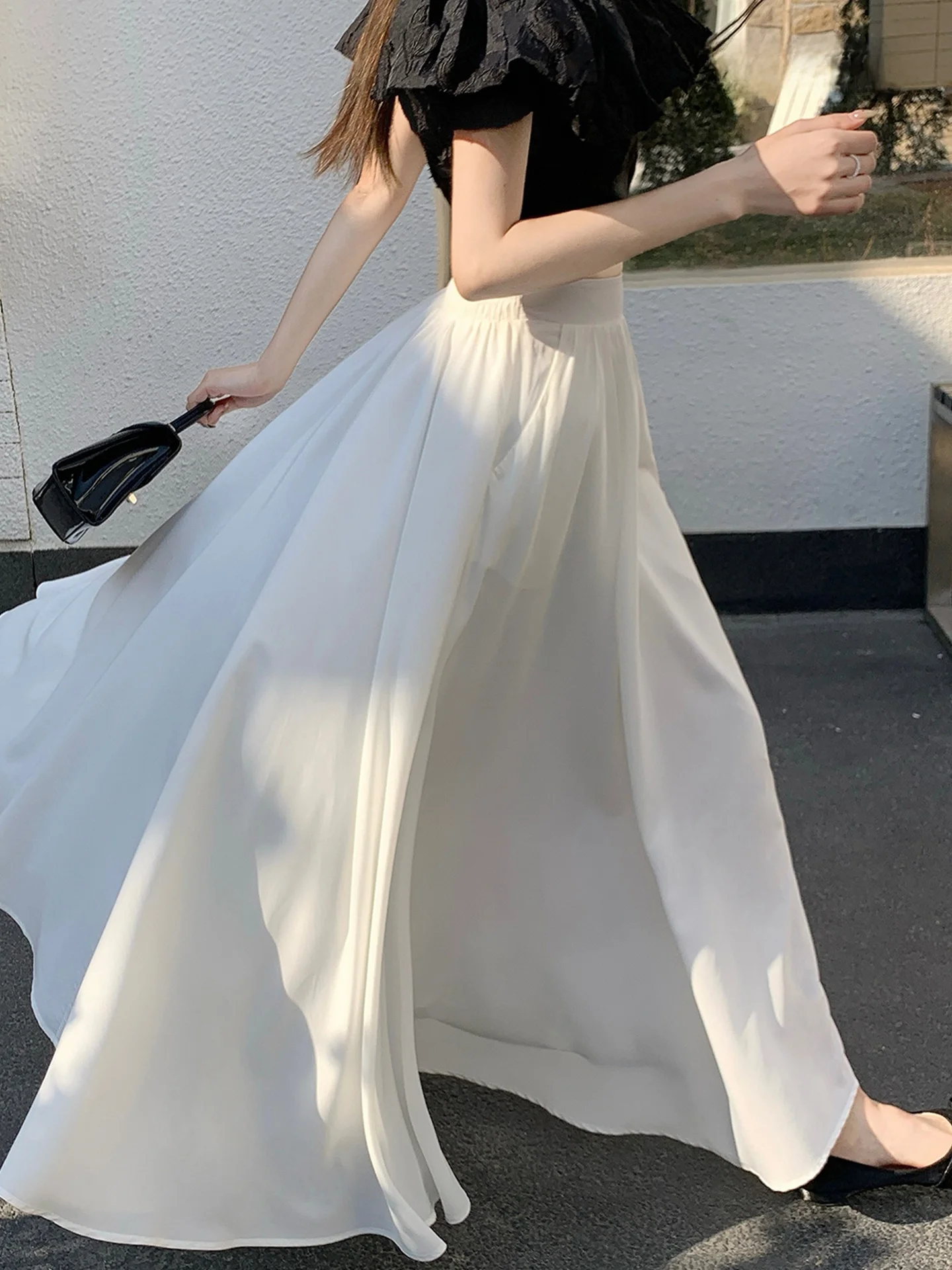 

Emily Clud Recommended Dopane Women's Midi Skirt Spring Summer Elastic Waist Draped A-Line Skirt for plus Size Ladies