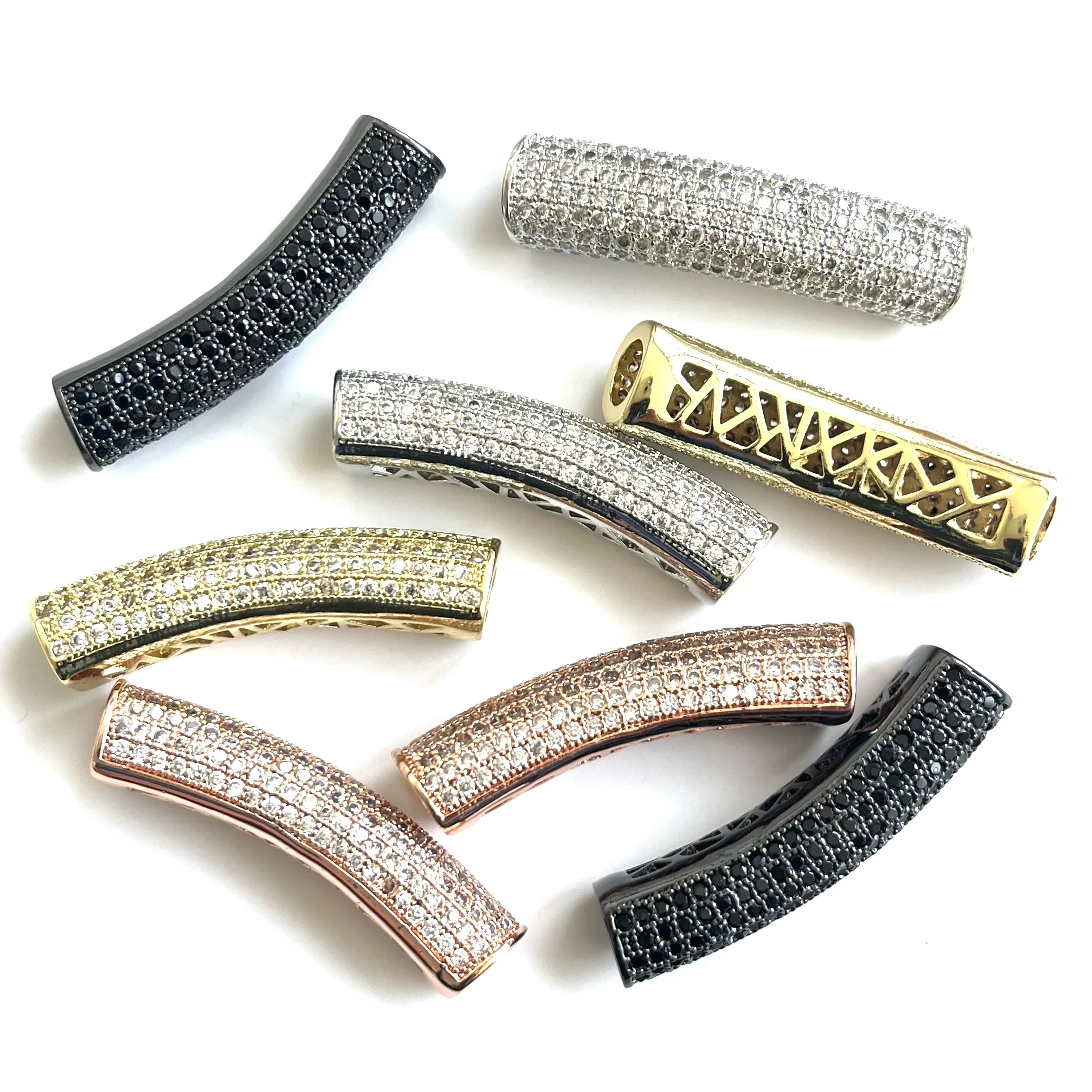 

5 шт., цирконий, большой соединитель для трубки, изогнутая прокладка для женщин, браслет, ожерелье, дизайн ручного изготовления