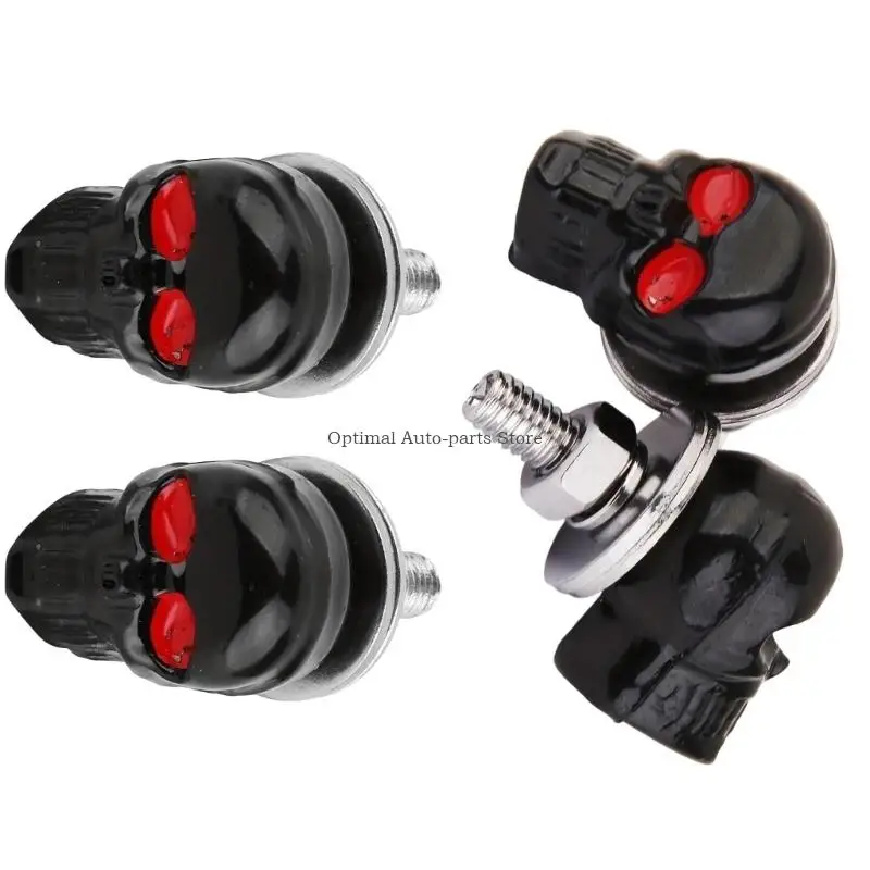  Anti Theft Motorcycle License Plate Screws With Skull Decoration Metal Fastener