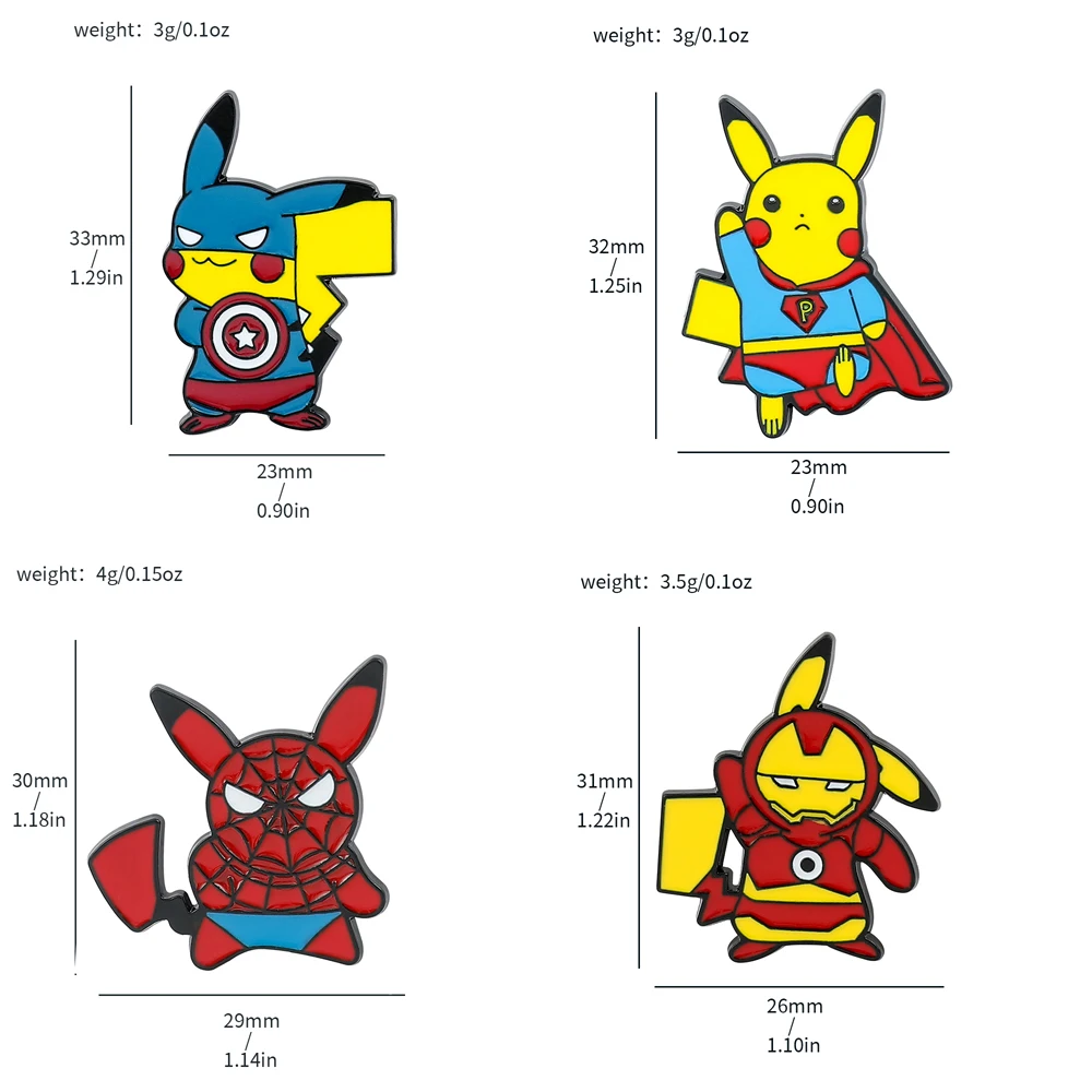 Marvel Superhero Cosplay Pikachu Enamel Pins Avengers Spiderman Brooch for Backpack Badge Brooch Accessories