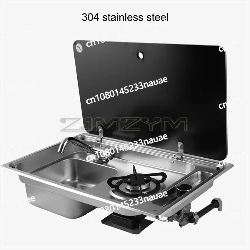 RV Gas Stove Multifunctional Folding With Sink Kitchen Stove Sink Two in One Caravan Hidden Single-Head Stove For Outdoors