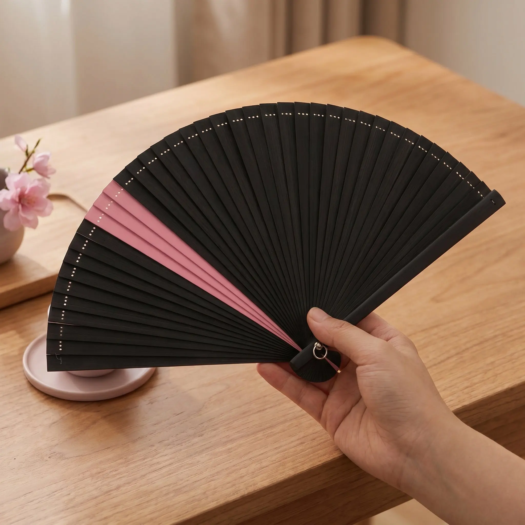 Bamboo Folding Hand Fan Lightweight Portable Traditional Handheld Fan Vintage Chinese Cooling Tool Summer Party Dance Prop